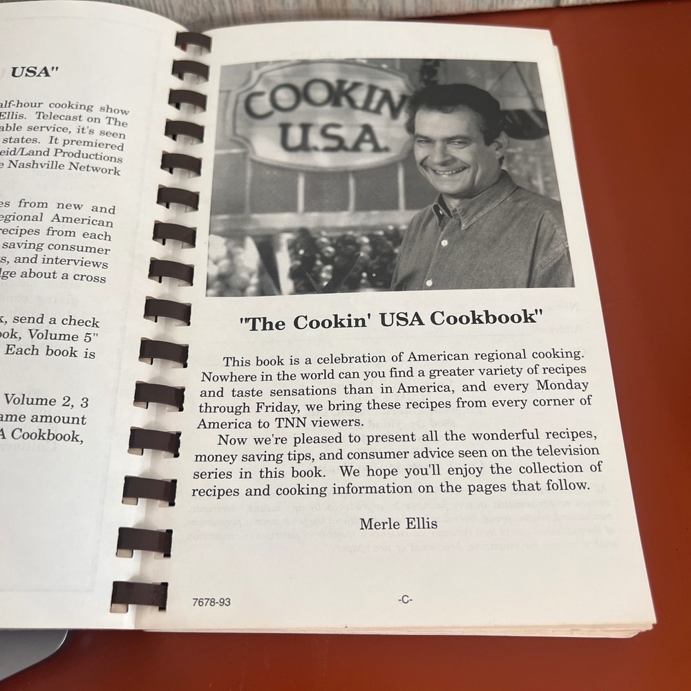 Cookin USA Cookbook Volume 5 Merle Ellis TNN Spiral Bound 1993 Vintage Recipes - Picture 2 of 10